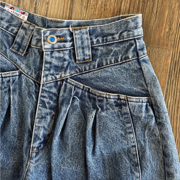 Nuovo High Rise Mom Jeans Womens 7 Double Yoke Blue Jewel Buttons Vintage 80s - Picture 8 of 16